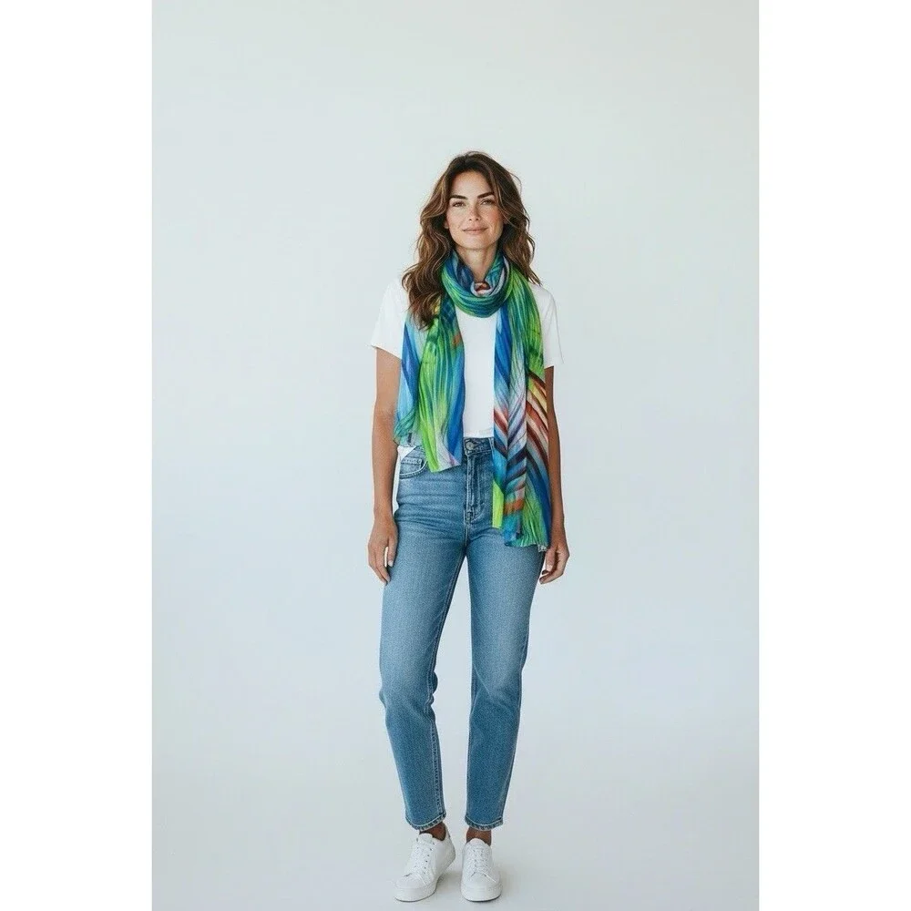 Chico’s Scarf Wrap Leaf Print 18